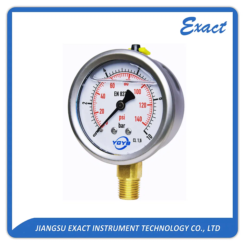 Hydraulic with Oil Filled Pressure Gauge with Vacuum and Compound Crimped Ring Stainless Steel