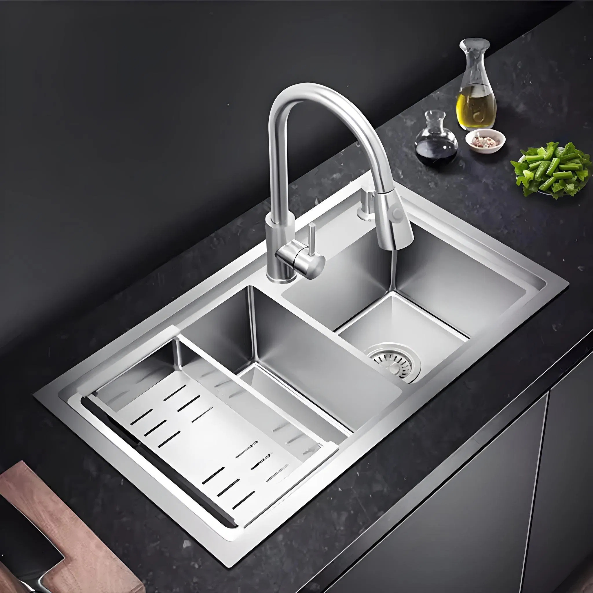 18 Gauge Topmount Double Bowl Basin Sink Stainless Steel Farmhouse Workstation Kitchen Sink
