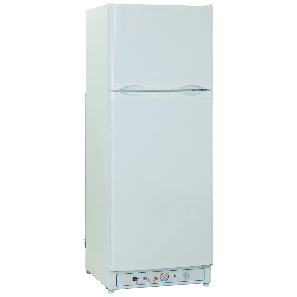 3 Way 170L 225L 280L Upright Home Double Door 12V 24V DC Compressor AC Kerosene LPG Gas Powered Stainless Steel Fridge Absorption Top Freezer Refrigerator