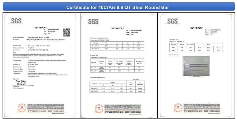 QT Steel Round Bar 40cr