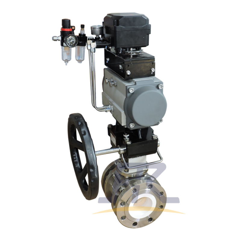 Flanged Stainless Steel Body Pneumatic Ceramic Lined Floating Segment Control Ball Valve