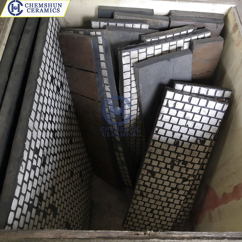 Alumina Ceramic Wear Plate Chute Rubber Composite Plate Steel Backed Ceramic Liner