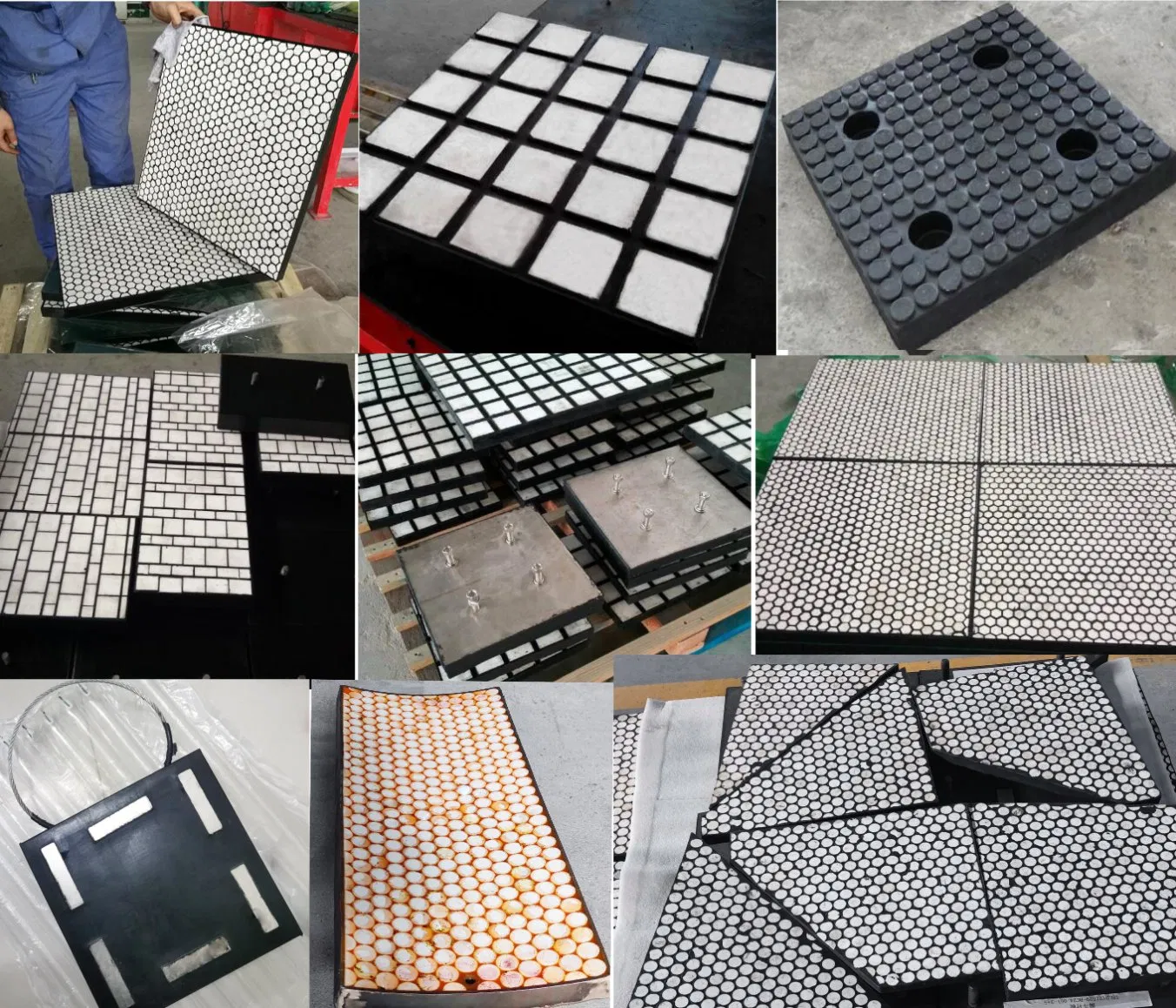 Wear Resistant Ceramic Rubber Composite Wear Liner for Silo with 92% Mosaic Tile