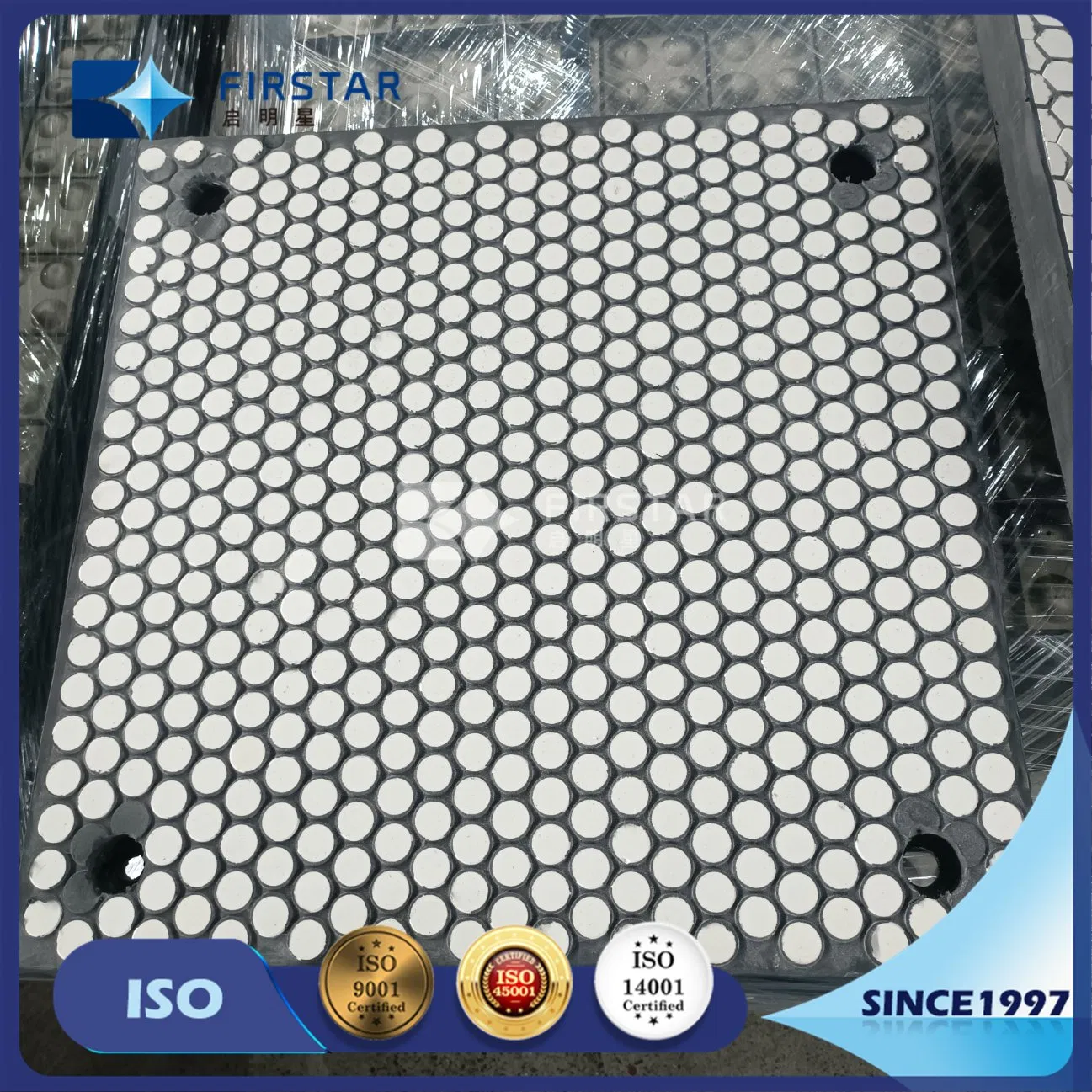 Rubber Ceramic Wear Liner with Ceramic Cylinder 500*500*30mm for Wear &amp; Impact Resistance for Chutes Liner