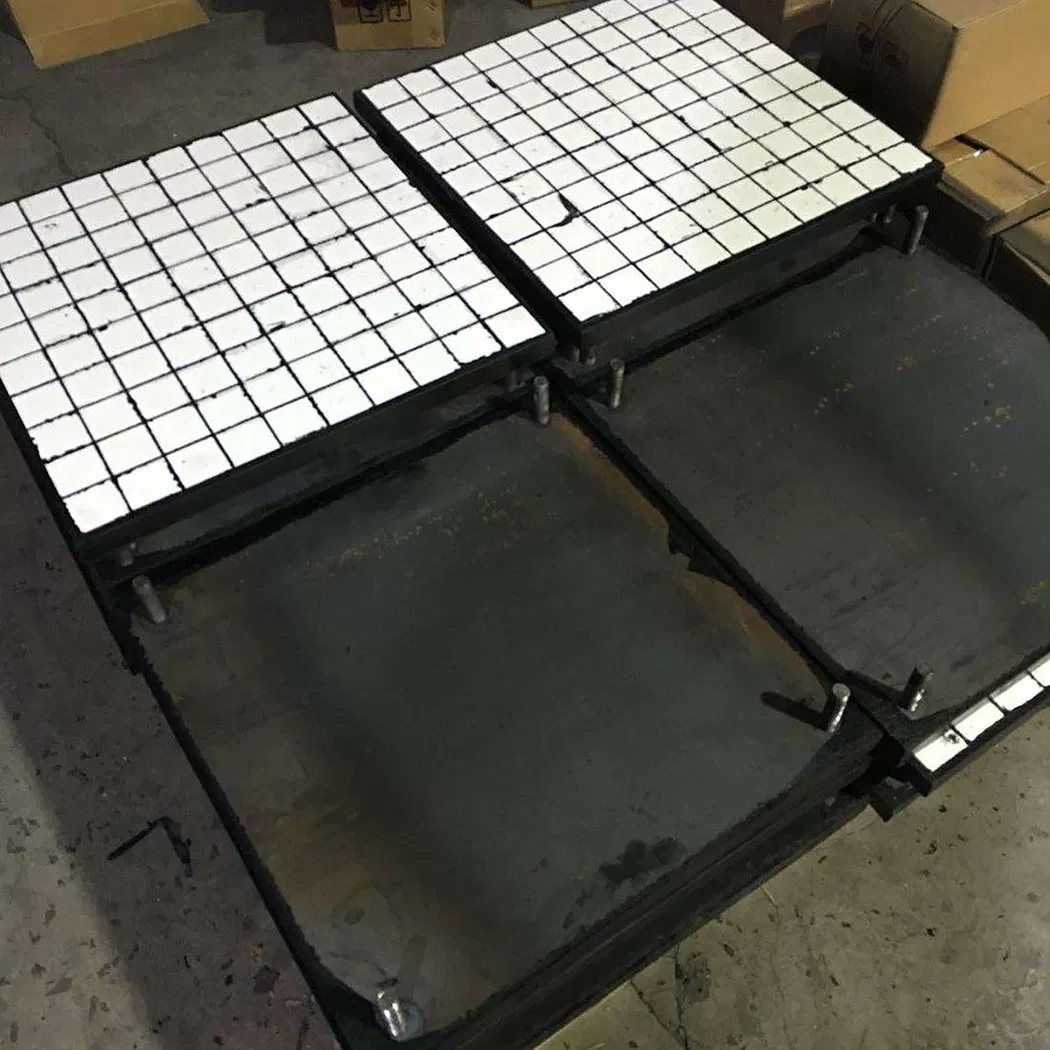 (ceramic+rubber+steel composite liner) Hot Vulcanized Wear Panels Rubber Tear Bond with Alumina Ceramic