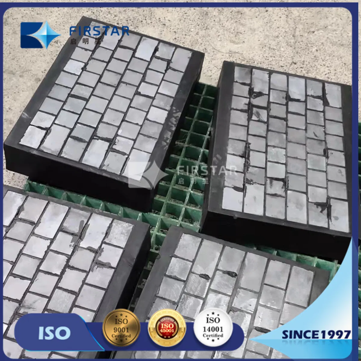 Silicon Carbide Liner Vulcanized in Rubber Backed with Steel Plate