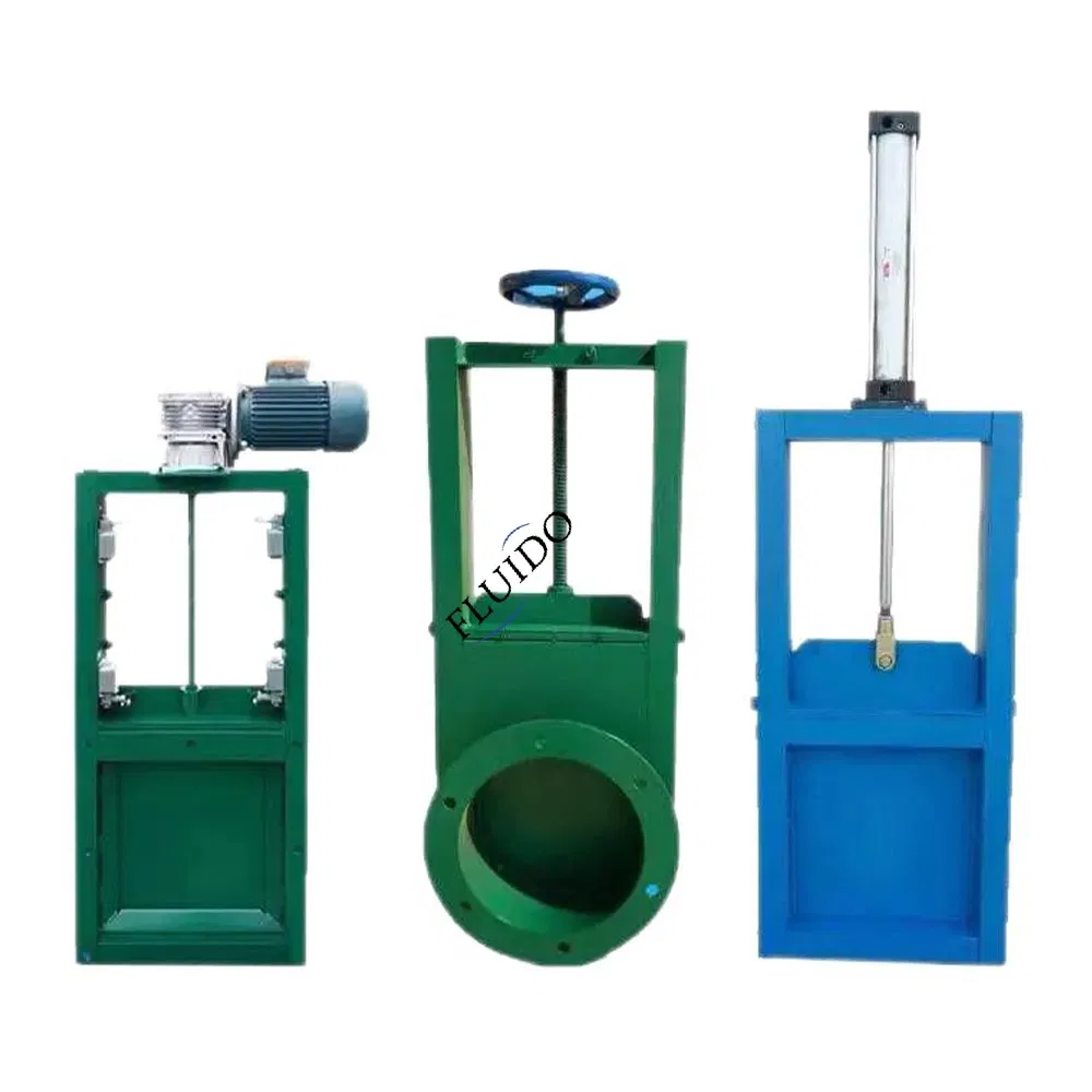 Stainless Steel or Steel Ceramic Lined Electric Hydraulic Knife Gate Valve Quick Opening Slurry Valve Pn10 Pn16 Pn25
