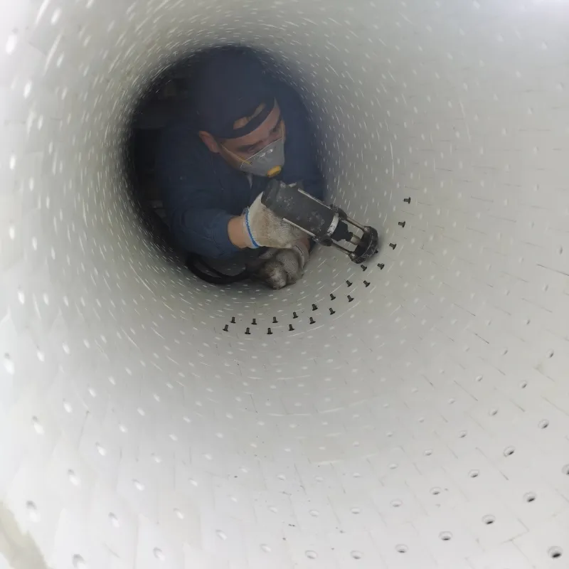 Welded ceramic tile lined industrial pipe