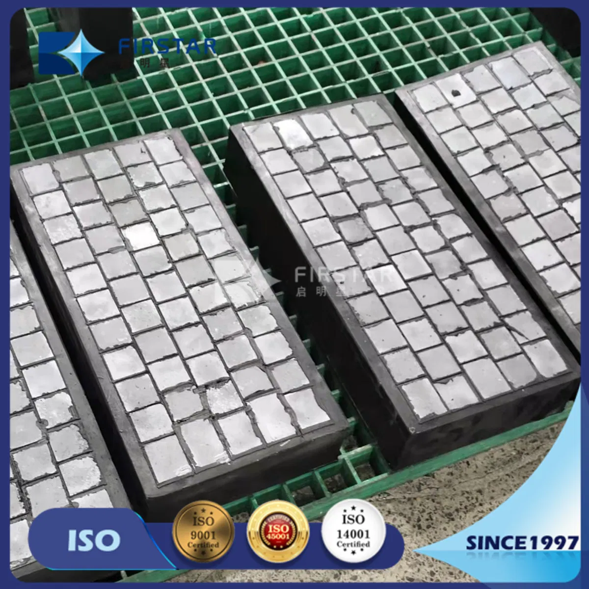 Silicon Carbide Liner Vulcanized in Rubber Backed with Steel Plate