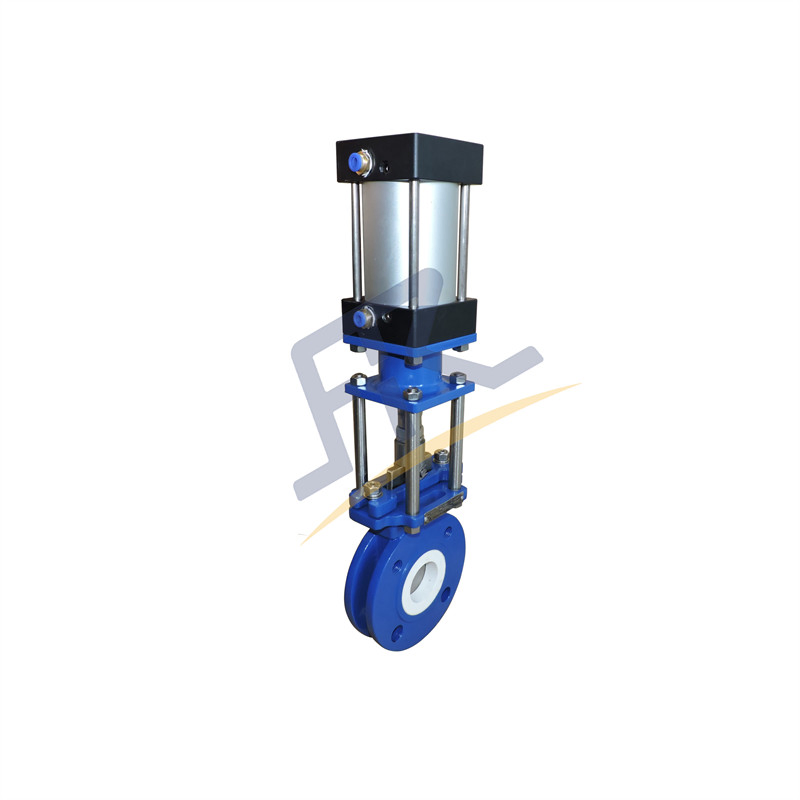 Stainless Steel Body Pneumatic Wafer Type Ceramic Lined Slurry Knife Gate Valve