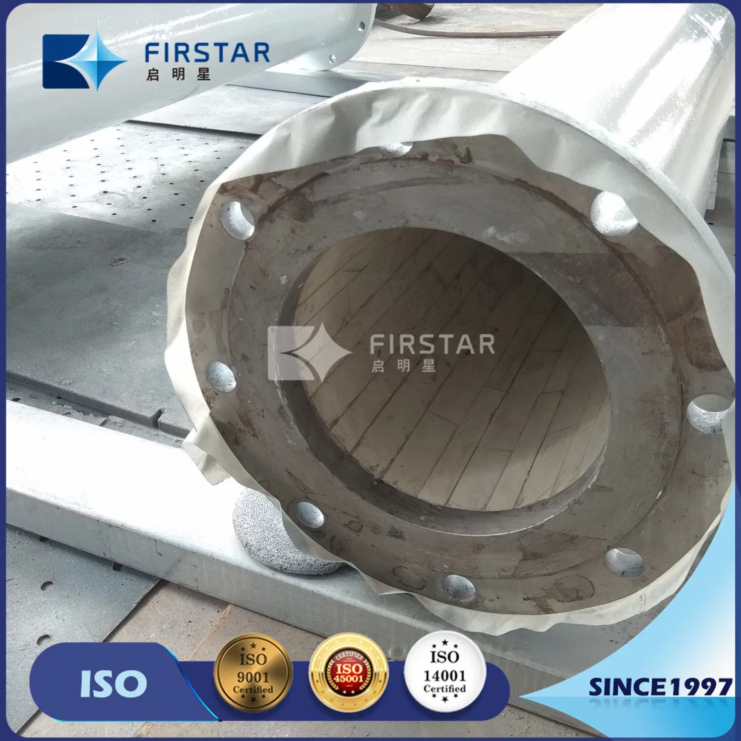 92% Alumina Ceramic Lined Steel Pipe with Trapezoidal Ceramic Tiles