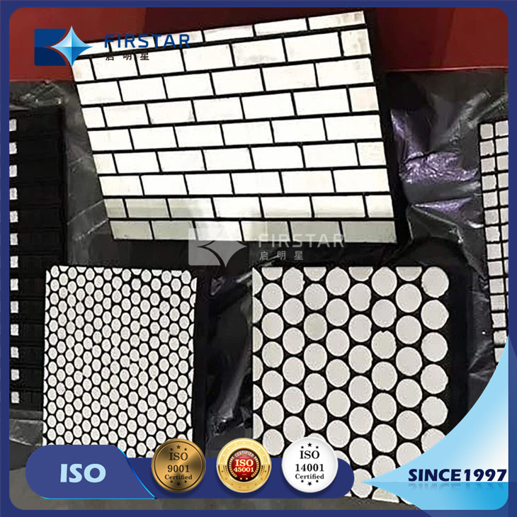Rubber Ceramic Wear Liner with Ceramic Cylinder 500*500*30mm for Wear &amp; Impact Resistance for Chutes Liner