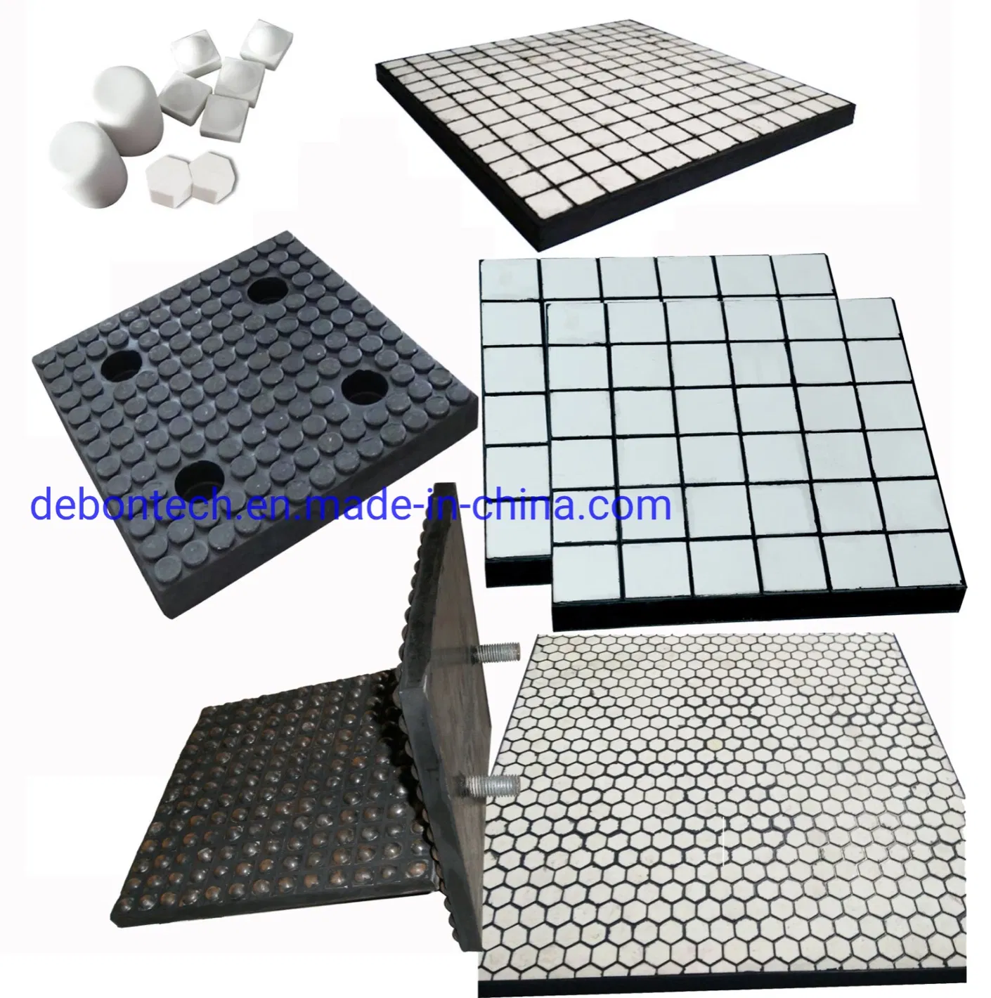 Wear Resistant Ceramic Rubber Composite Wear Liner for Silo with 92% Mosaic Tile