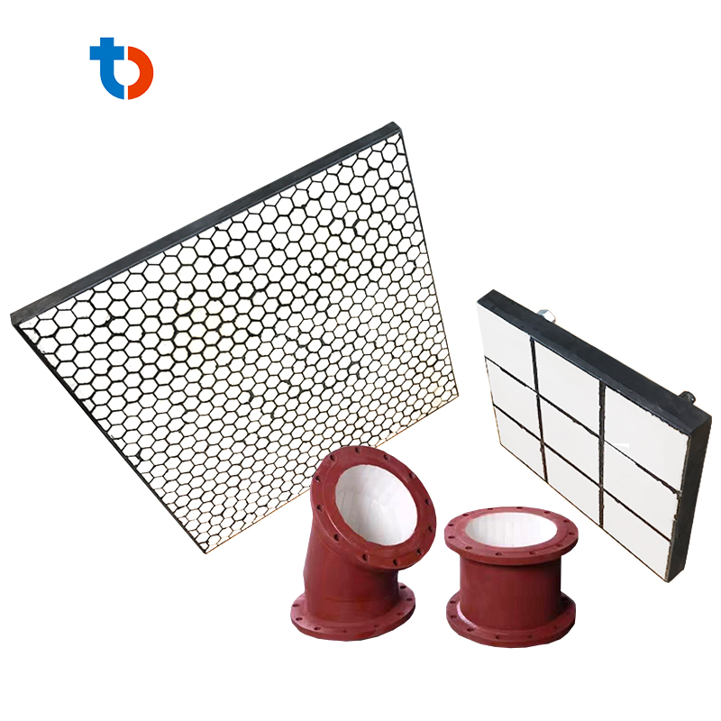 Composite Ceramic Wear Resistant Liner with Rubber Mat and Steel Plate for Conveyor Hopper Feeder