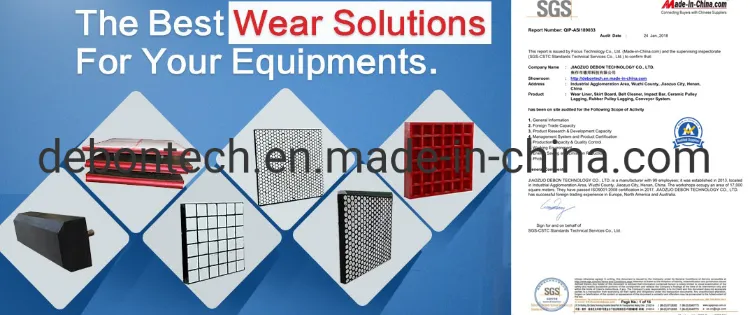 Hex composite ceramic rubber liner