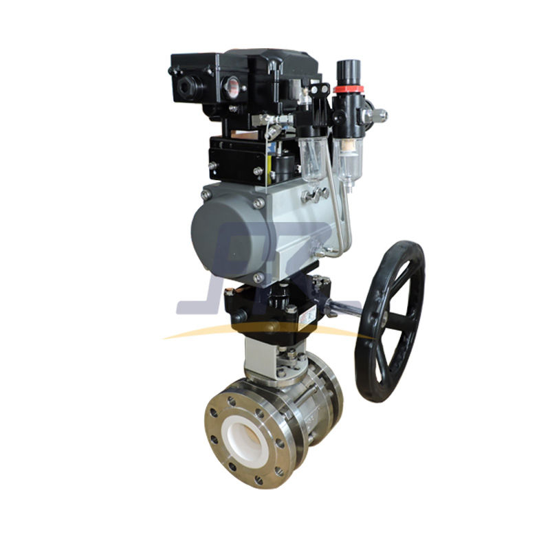Flanged Stainless Steel Body Pneumatic Ceramic Lined Floating Segment Control Ball Valve