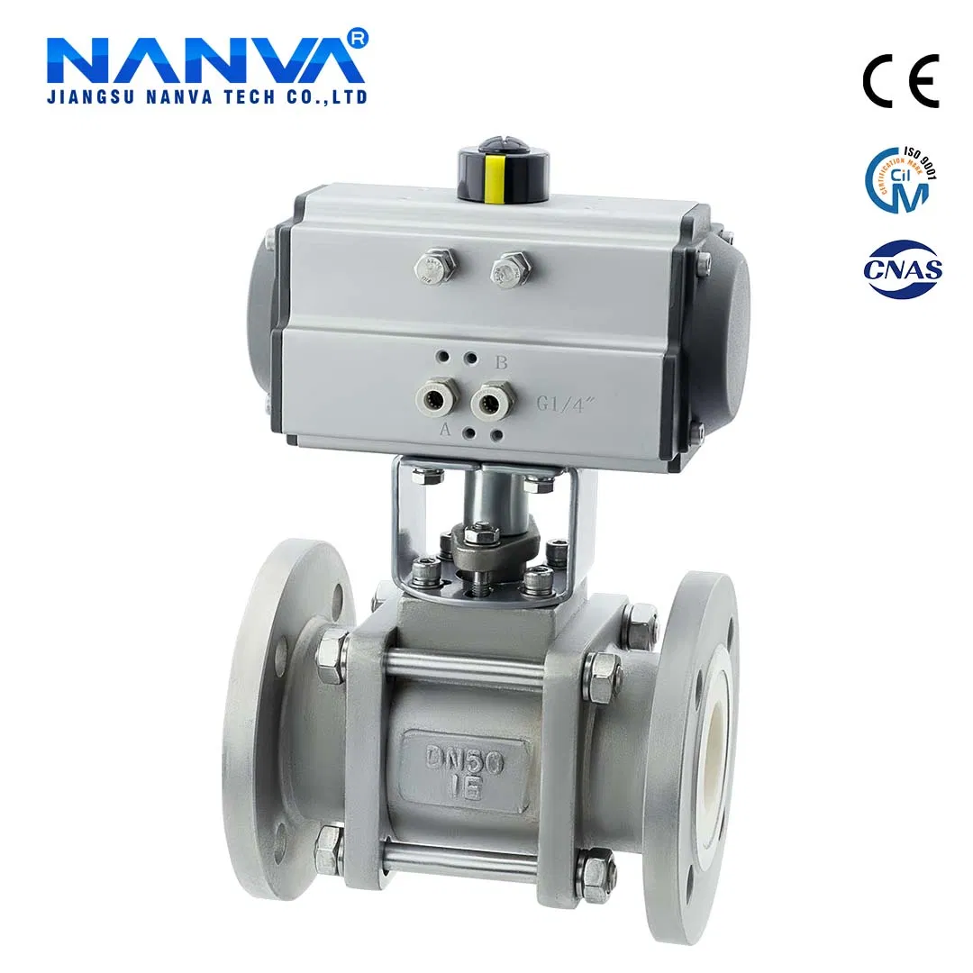 Pneumatic Stainless Steel Fully Lined Ceramic Ball Valve Flange Connection High Temperature Wear-Resistant Cut-off Valve