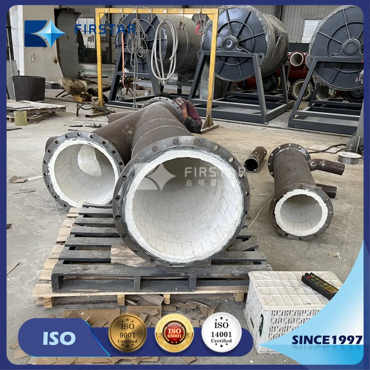 Abrasion Resistance Alumina Ceramic Lined Pipelines Applied in Mining Industry