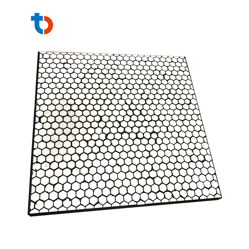 Ceramic Hexagon Tile Steel and Stud Backed Rubber Ceramic Wear Liner