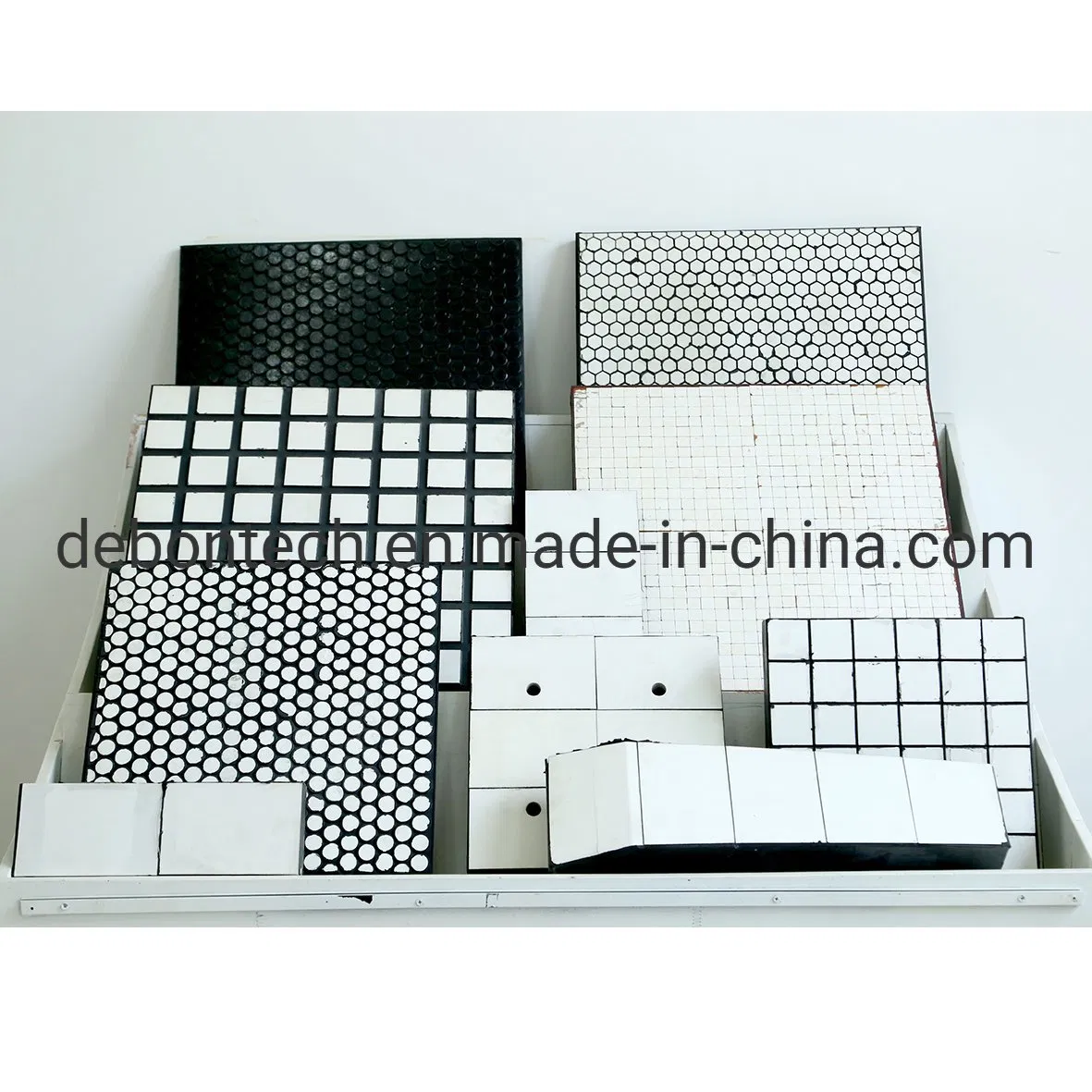 Chute Composite Rubber Backed Zta Ceramic Tiles Rubber Mats Pad Embedded Wear Liner Panel