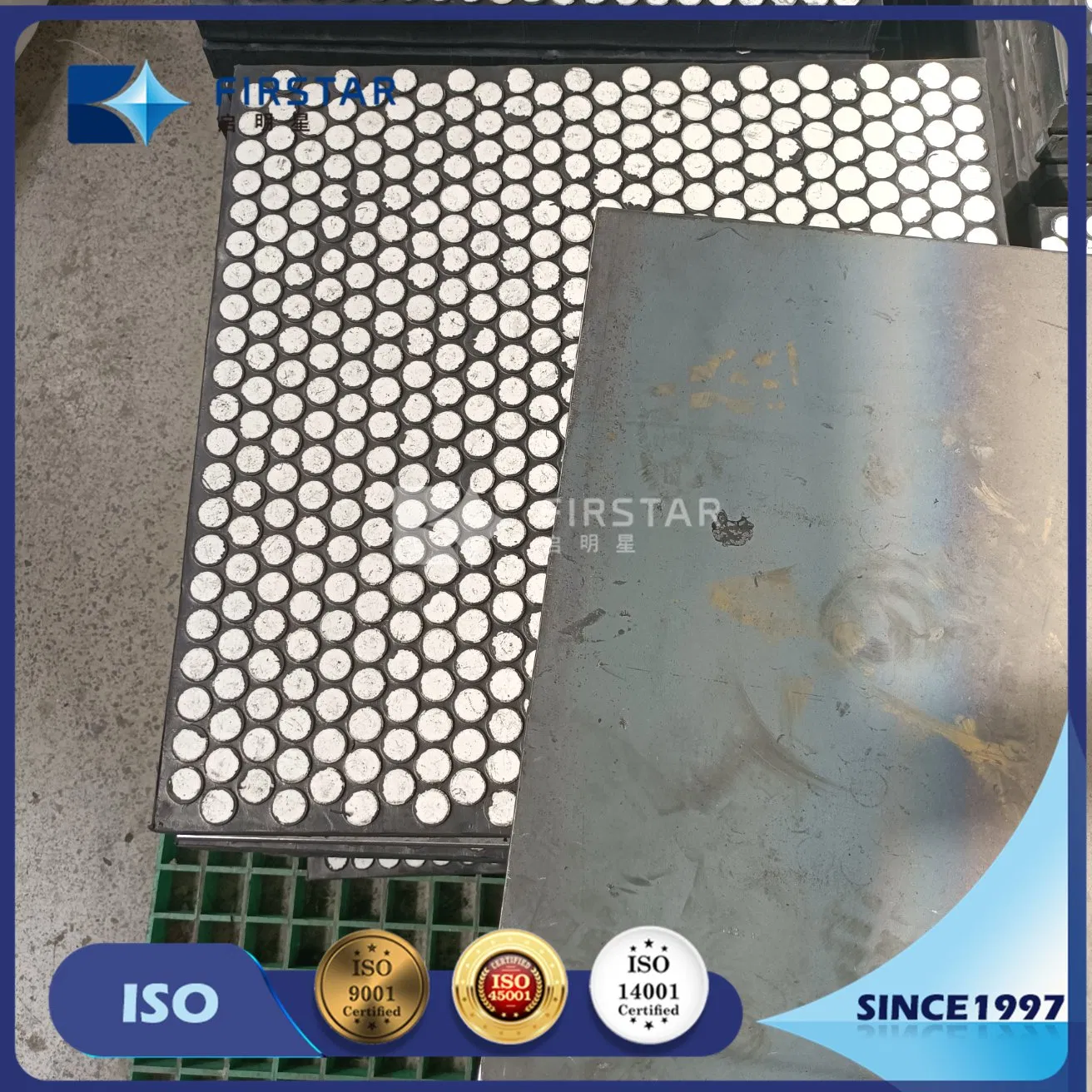 Manufacturer 500*500*28mm Wear Resistant Liner Ceramic Rubber Composite Plate with Alumina Cylinder