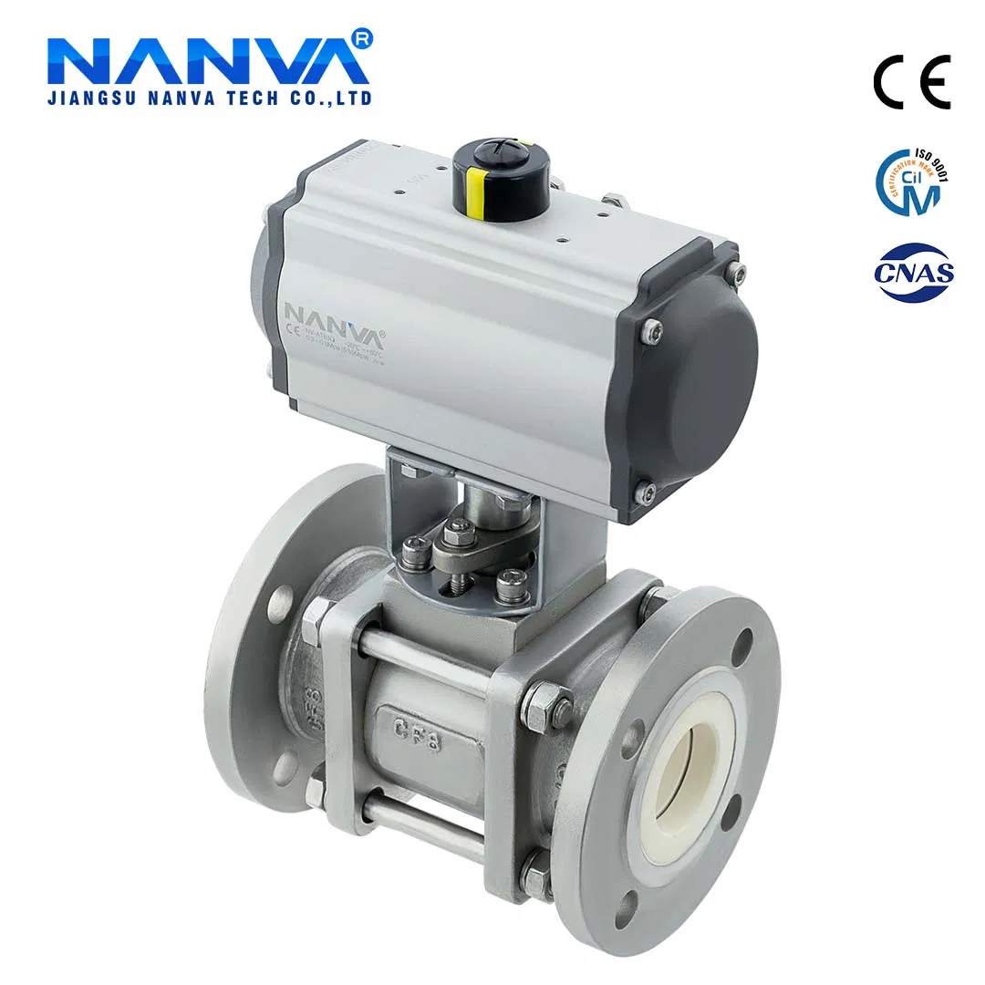 Pneumatic Stainless Steel Fully Lined Ceramic Ball Valve Flange Connection High Temperature Wear-Resistant Cut-off Valve