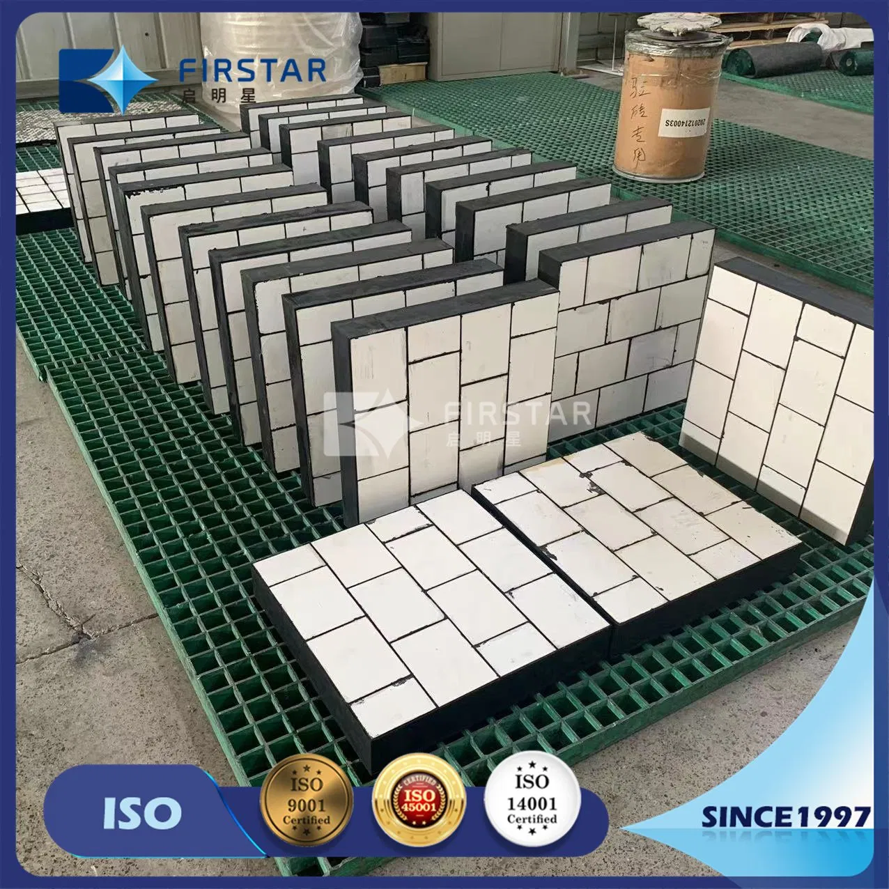 Hexagonal Ceramic Tile and Rubber Composited Plate 500*500*50mm