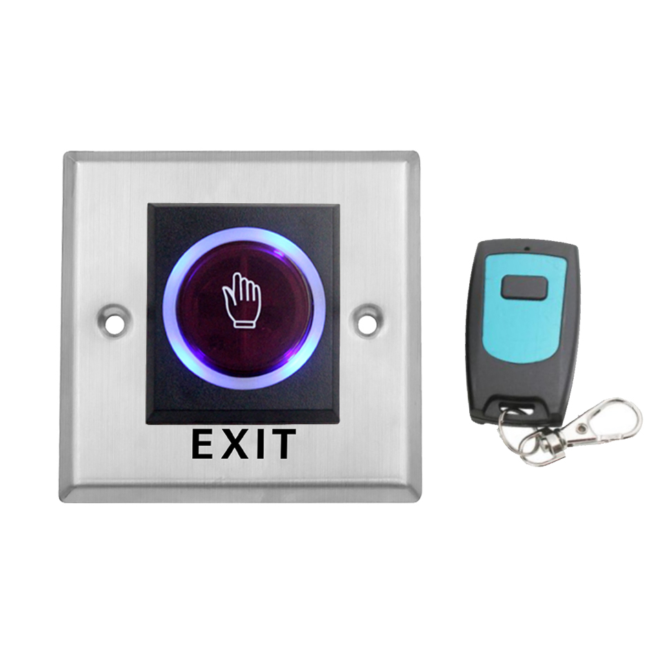 Smart Home Security Access Control System Stainless Steel No Touch Door Button with Wireless Remote for Automatically Open Sliding Door or Gate (SB7-Squ-SWBM)