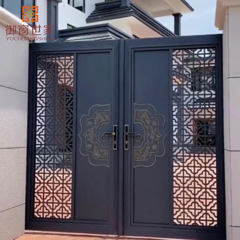Recyclable Weather Resistant Automatic Wrought Iron Exterior Aluminum Door