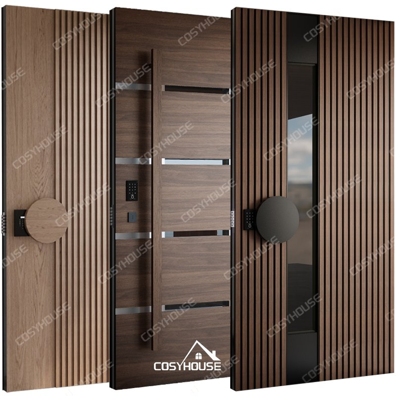 Handcrafted Solid Wood Exterior Door with Insulated Core and Weather-Resistant Finish for Luxury Homes and Villas in Canada