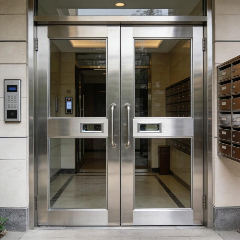 Residential Stainless Steel Entrance Door with Custom Finish