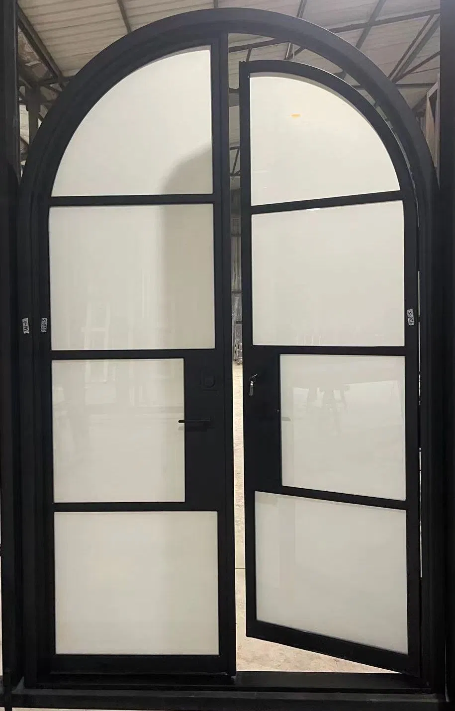 Dualable Anti-Rust Exterior Affordable Metal Wrought Iron Door French Double Steel Glass Door for Residential Project Entrance