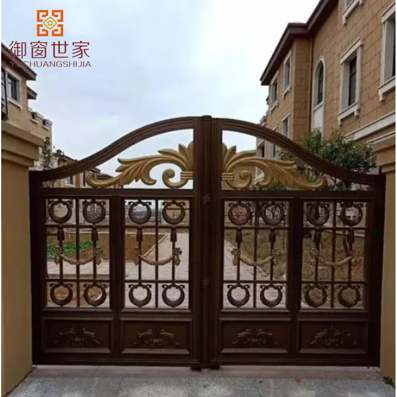 Recyclable Weather Resistant Automatic Wrought Iron Exterior Aluminum Door