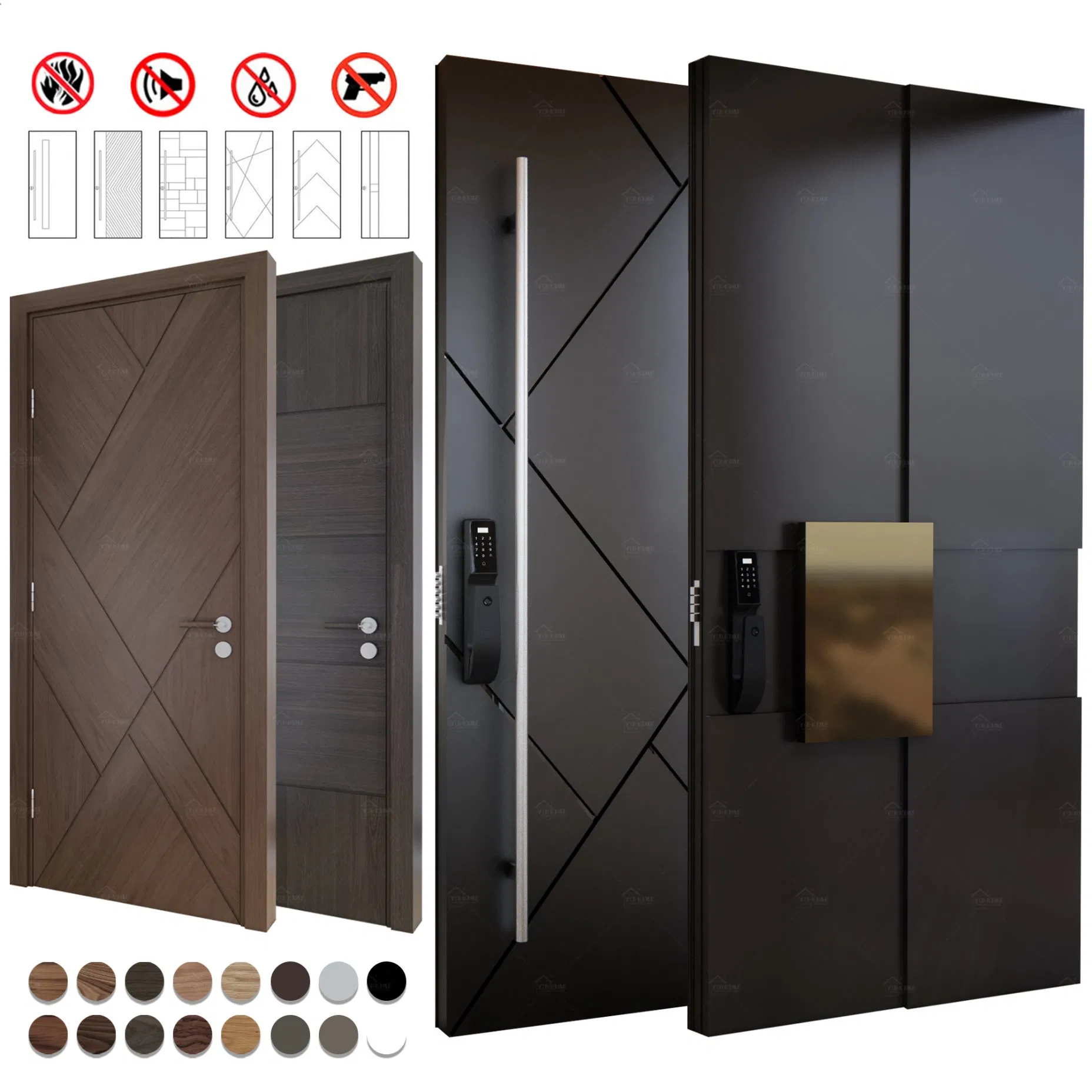 China High Quality Factory Custom Residential Stainless Steel Entry Door Villa Main Entrance Front Door Modern Cast Aluminum Door Pivot Exterior Door