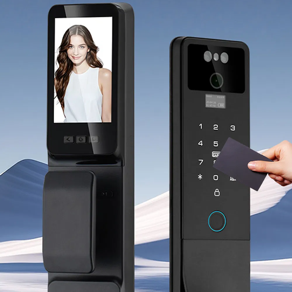 Tuya Video Calling Smart Lock Automatic 3D Face Fingerprint Recognition Keyless RF Card Access WiFi Hotel Use Automatic Door