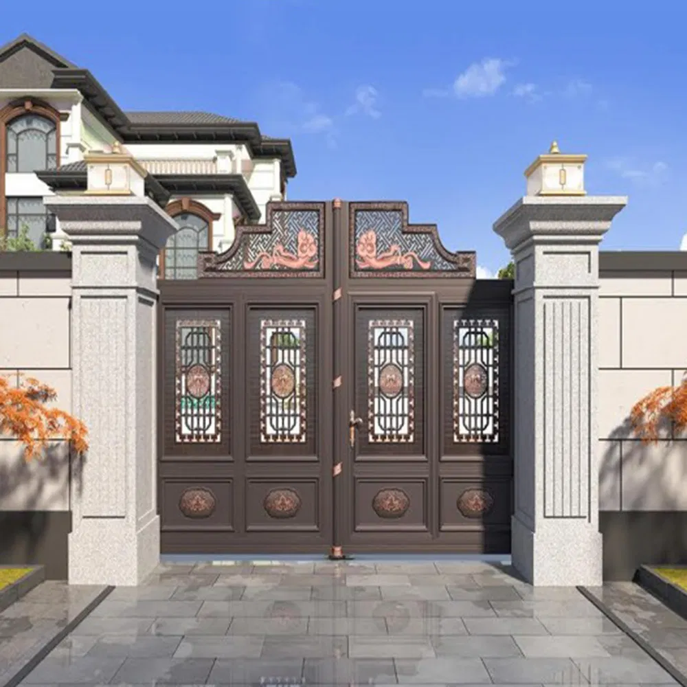 15. Wrought Aluminium Gate for Decorative Use in Courtyard Hotels Parks Malls Aluminum Metal Security Entrance Door Courtyard Gate Elegant Architectural Finish