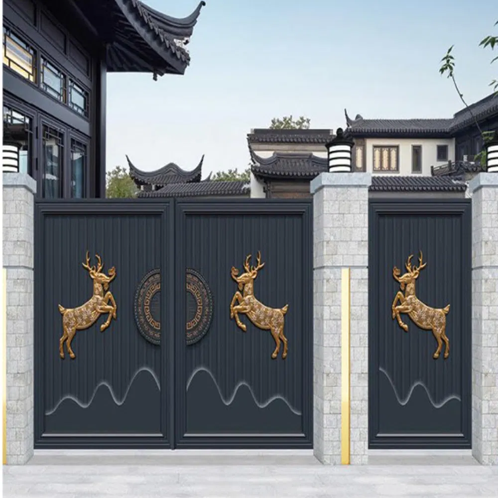 15. Wrought Aluminium Gate for Decorative Use in Courtyard Hotels Parks Malls Aluminum Metal Security Entrance Door Courtyard Gate Elegant Architectural Finish