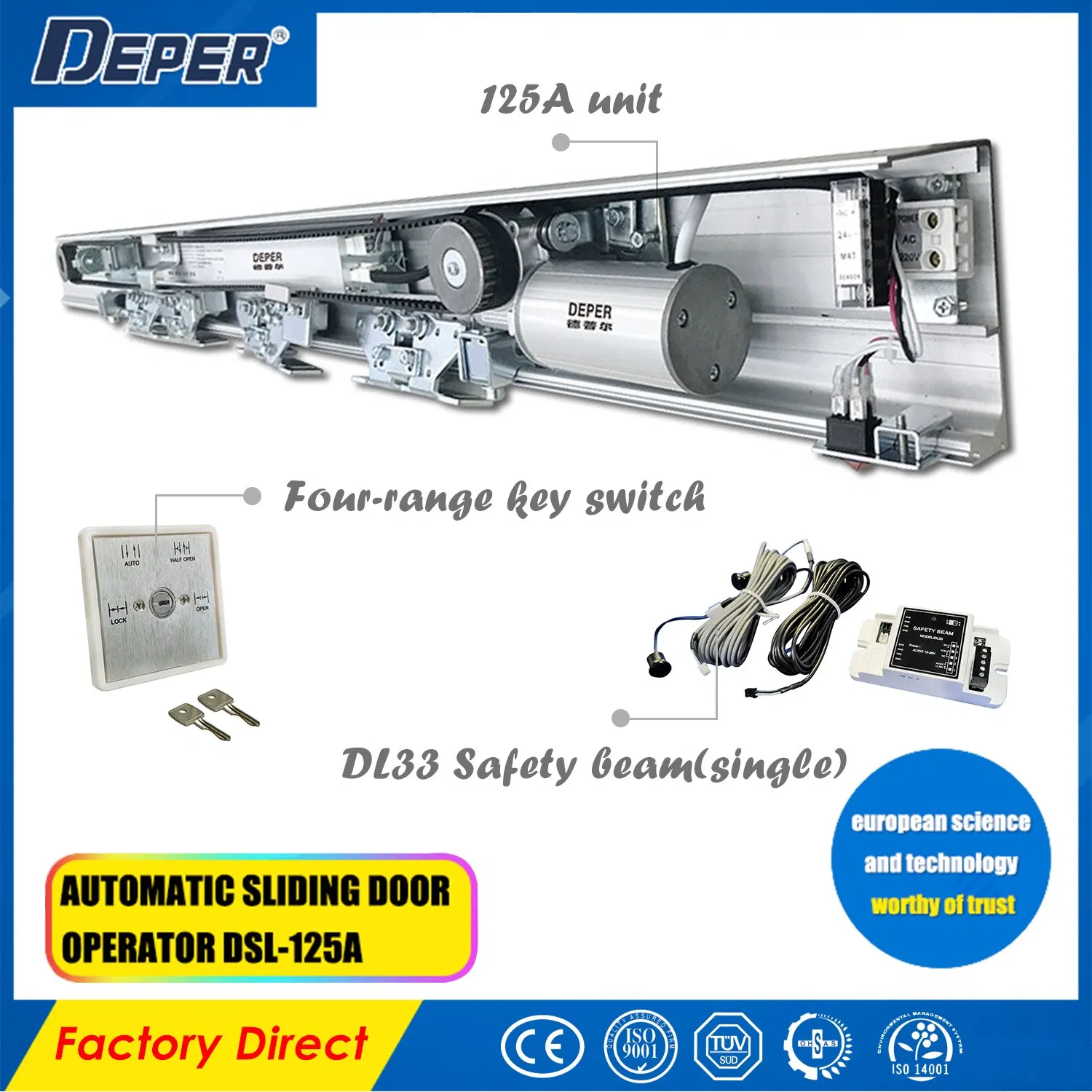 Main Entrance Commercial Glass Sensor Door Automatic Sliding Door System