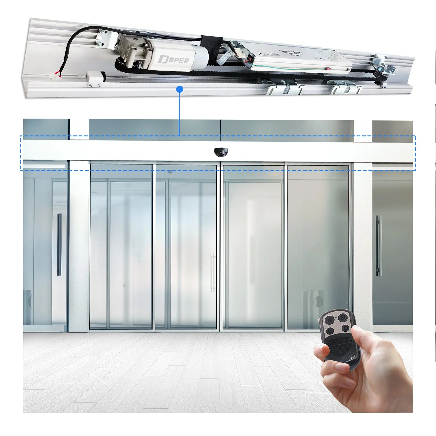 Office Building Entrance with Sensor Automatic Sliding Door System