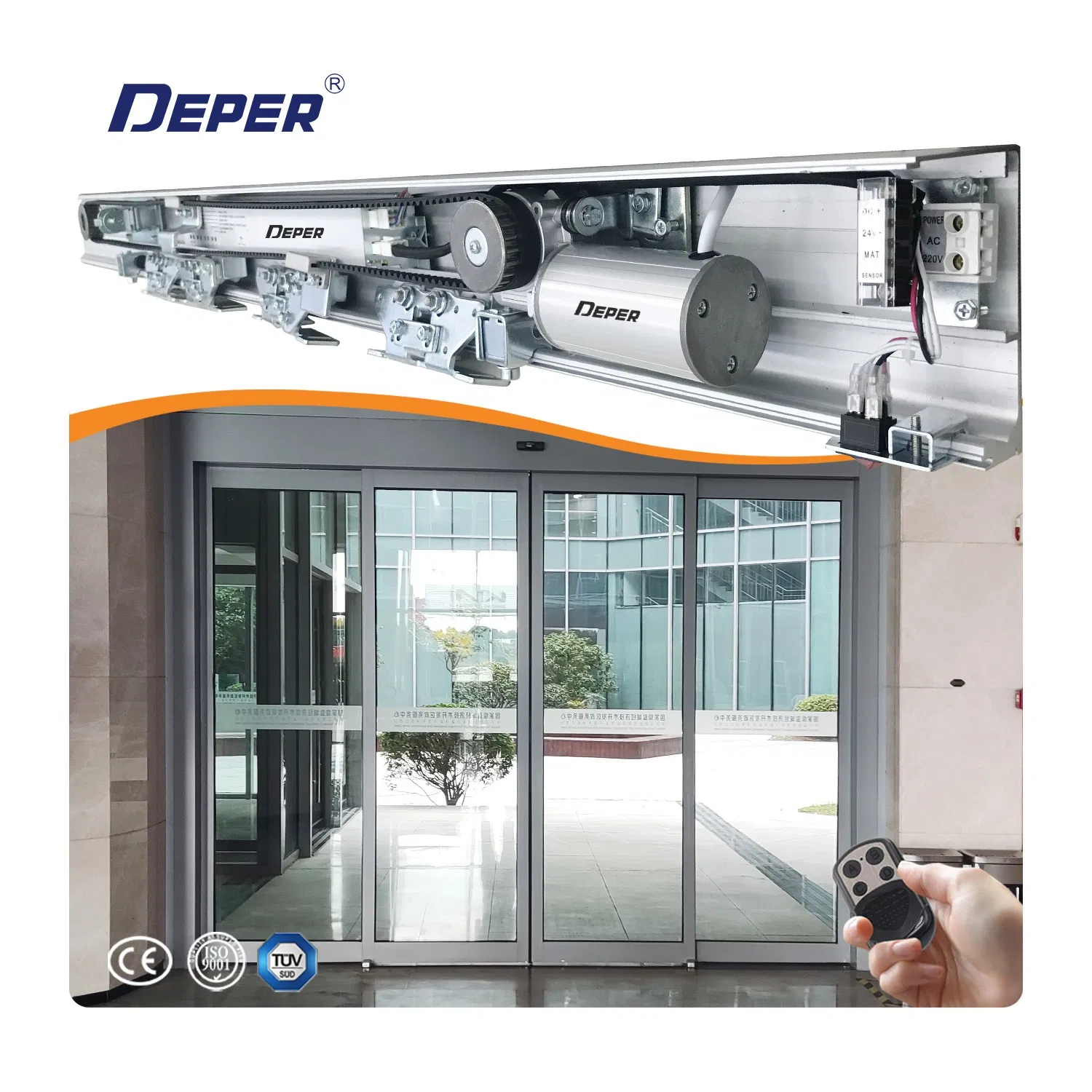 Deper DSL-125A Interior Double Glsss Door Automatic Sliding Door System for Access Entrance Automation