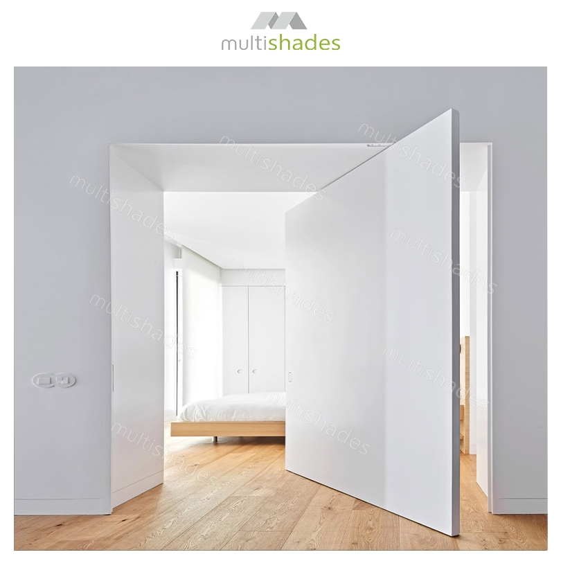 Multishades Waterproof Modern Exterior Wood Front Door with Spring Pivot Mechanism for Weather-Resistant Homes