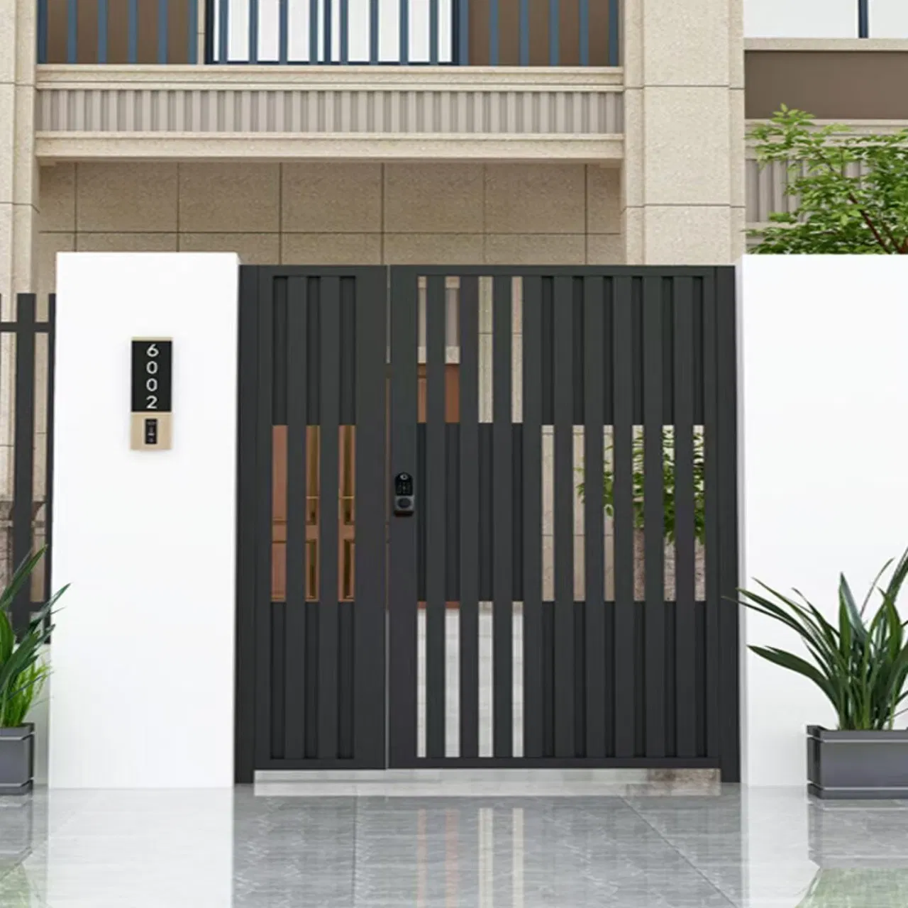 15. High-Quality Aluminum Entrance Gate for Modern Courtyard Durable Metal Security Door with Contemporary Architectural Style