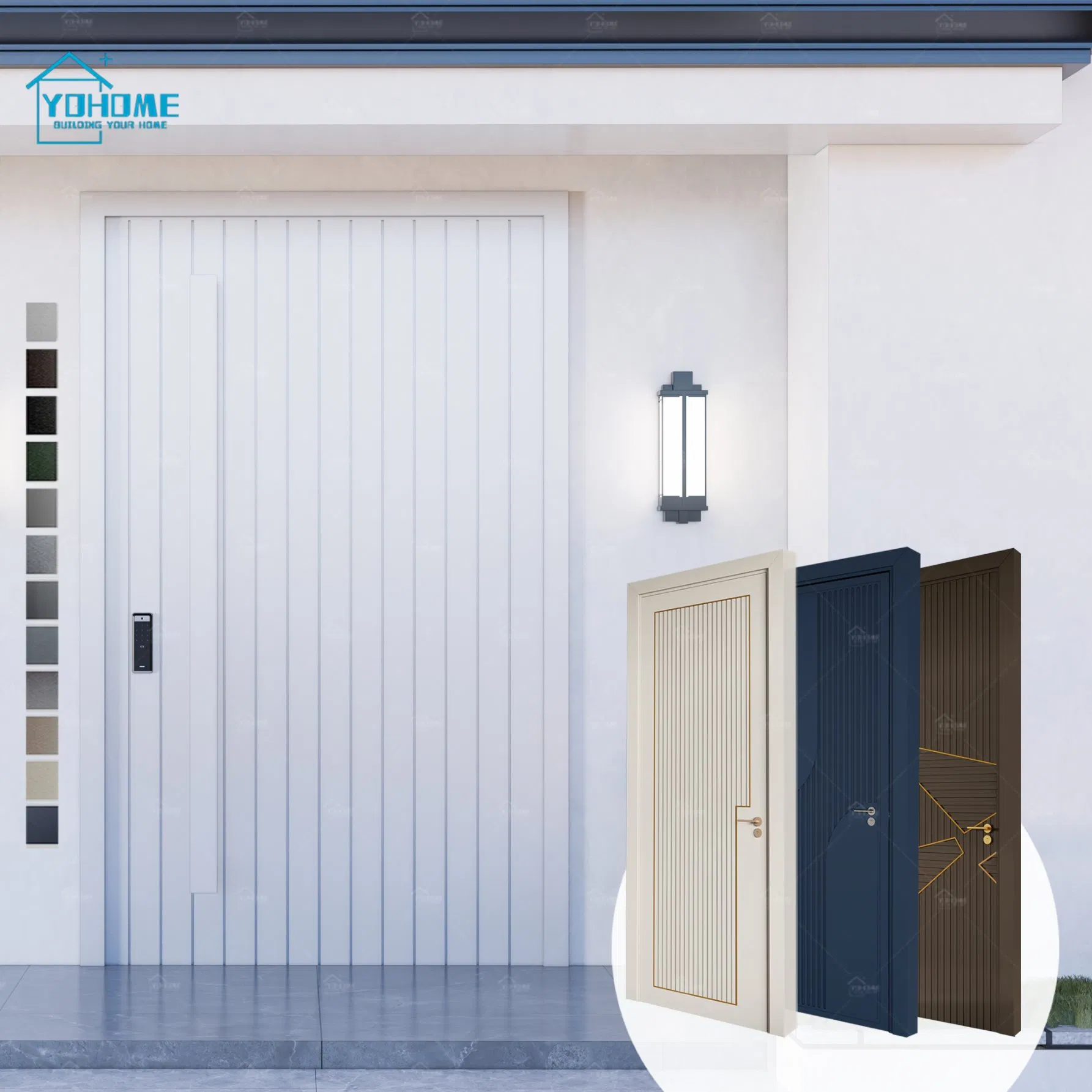 China Top Manufacturer Custom House Entrance Doors Weather Resistant White Exterior Doors with Frame Pivot Front Door