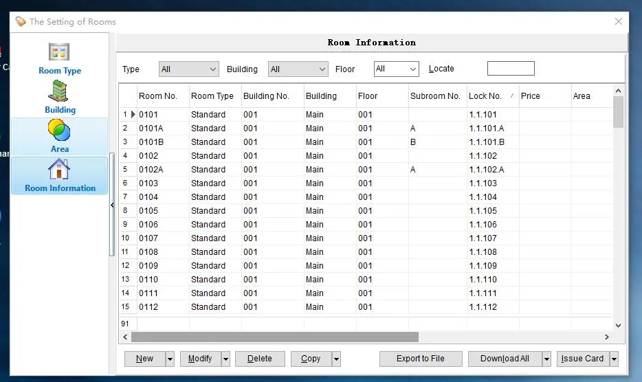Room Information Settings