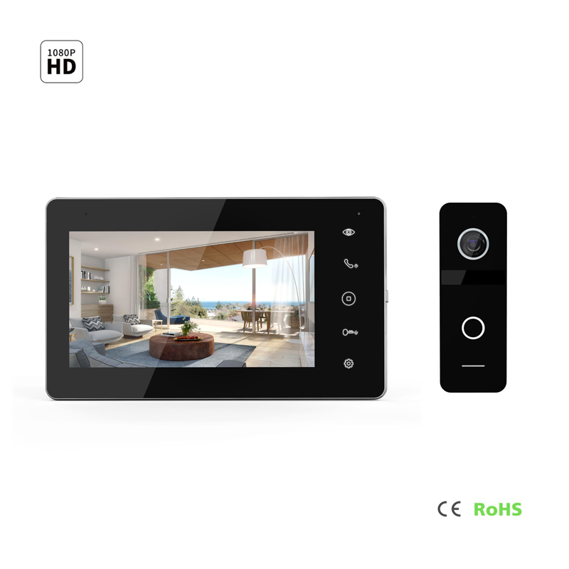 HD 7" IPS Screen Intercom Home Security Systems Remote Doorbell