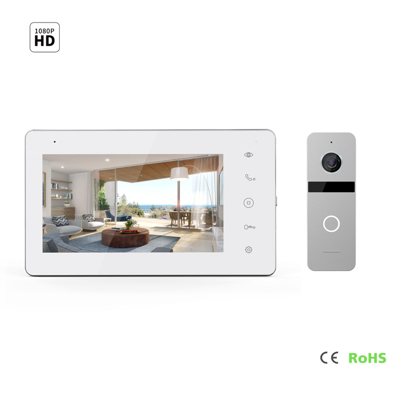 HD 7" IPS Screen Intercom Home Security Systems Remote Doorbell