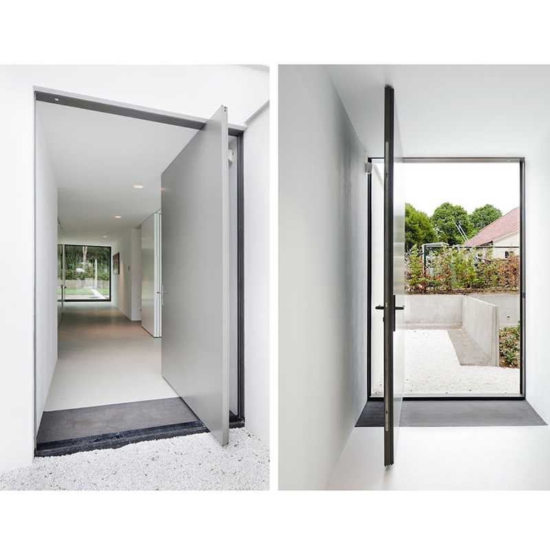 Modern Outdoor Weather Resistant Waterproof Aluminum Exterior Entrance Security Pivot Doors for Bathroom Kitchen