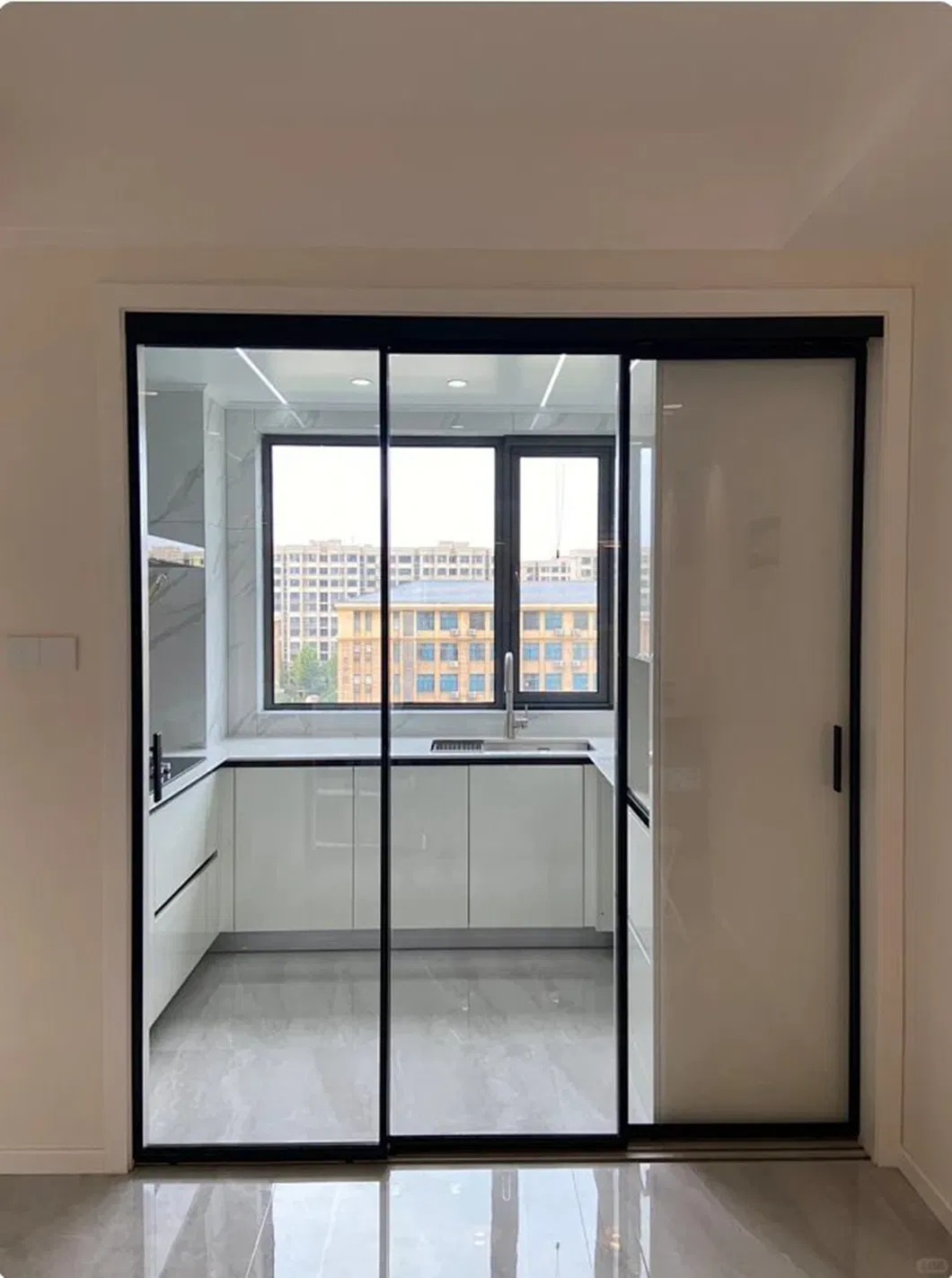 Baiyiyuan Factory Smart Aluminum Interior Swing Automatic Accordion Sliding Door with Password and Fingerprint Access Security System