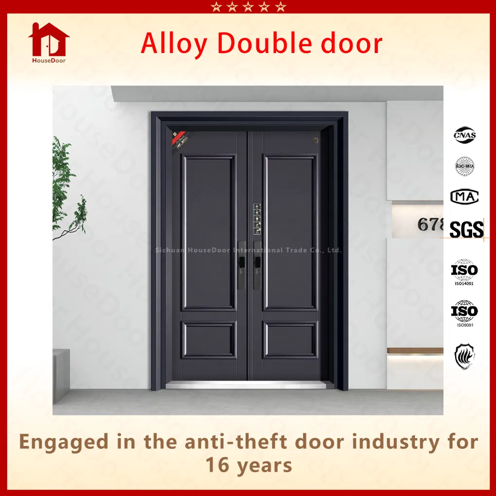 Modern Architectural Zinc Alloy Double Door for Exterior Entrance