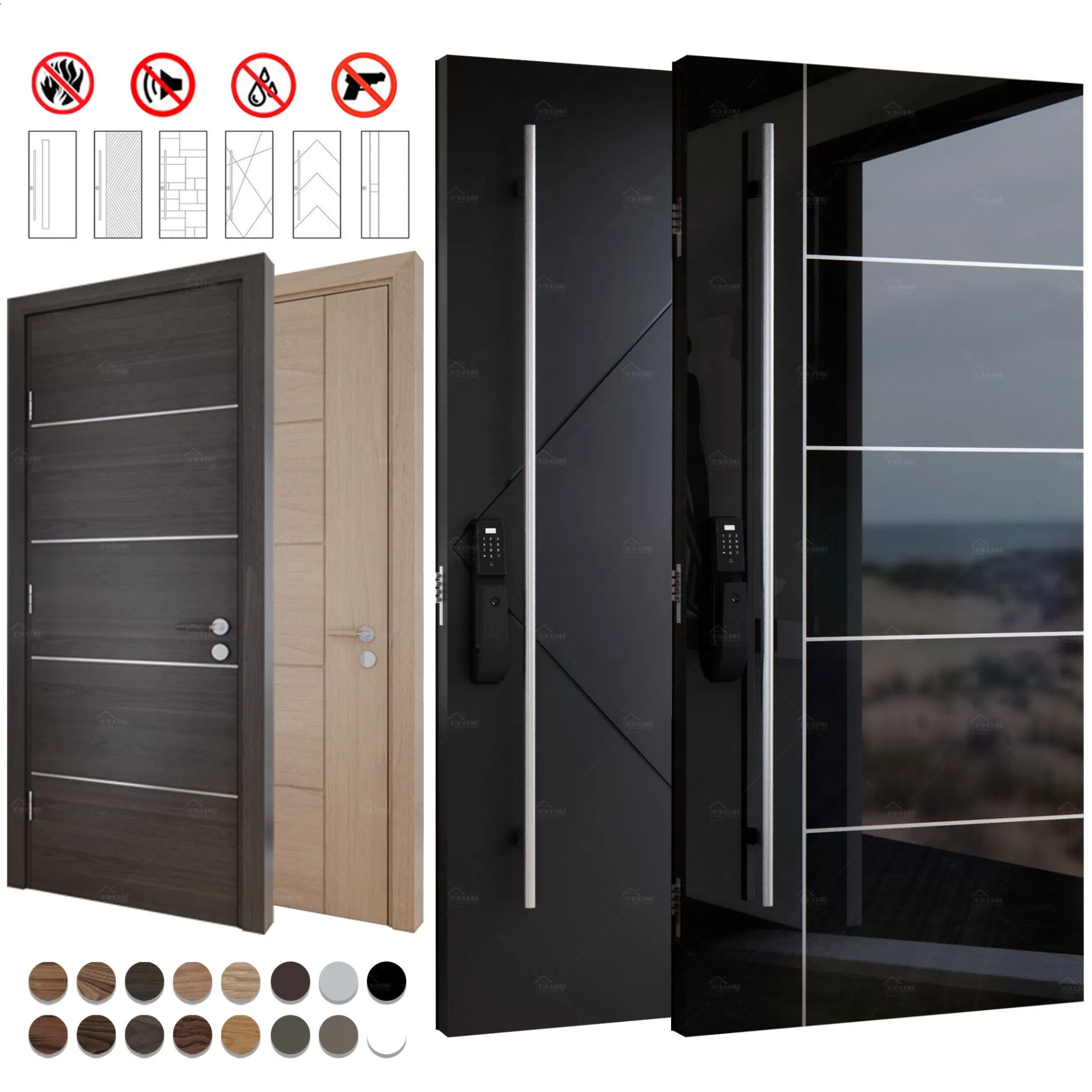 China High Quality Factory Custom Residential Stainless Steel Entry Door Villa Main Entrance Front Door Modern Cast Aluminum Door Pivot Exterior Door